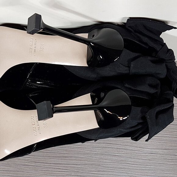 Miu Miu Bow-Back Black Velvet Side Zip Bootie 105mm Heel, Womens Size 8.5 / 38.5 - Picture 9 of 11